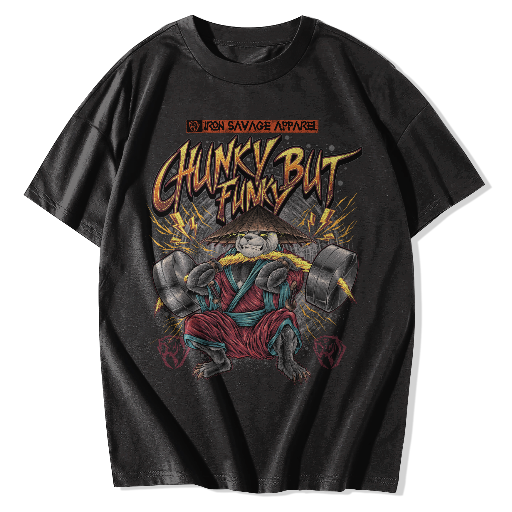 Animal T-Shirts – Bold Typography With Martial Arts Panda Black Animal T-Shirts – Bold Typography With Martial Arts Panda Black