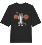 Animal T-Shirts – Humorous Grumpy Cat Lifting Yarn Black