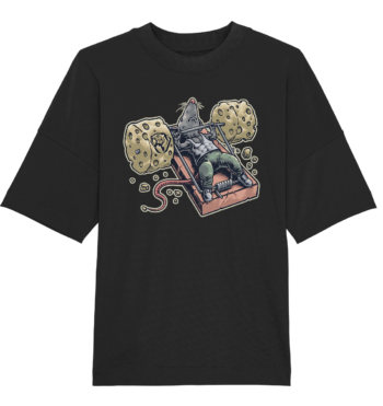 Animal T-Shirts – Humorous Muscular Rat Lifting Cheese Black