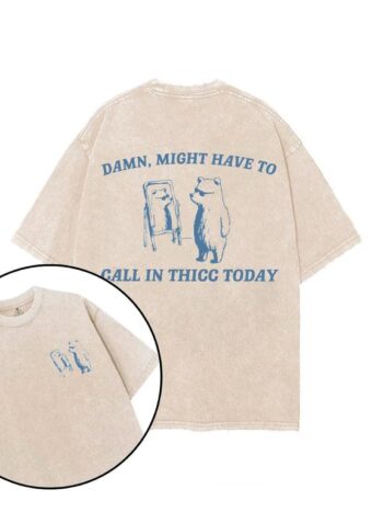 Animal T-Shirts – Whimsical Retro Bear Illustration Beige