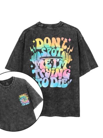 Letters T-Shirts – Bold Typography Pastel Gradient Black