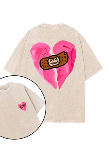 Illustration T-Shirts – Bold Cartoon Heart Patch Beige