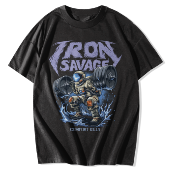 Illustration T-Shirts – Bold Graphic Space Weightlifting Black