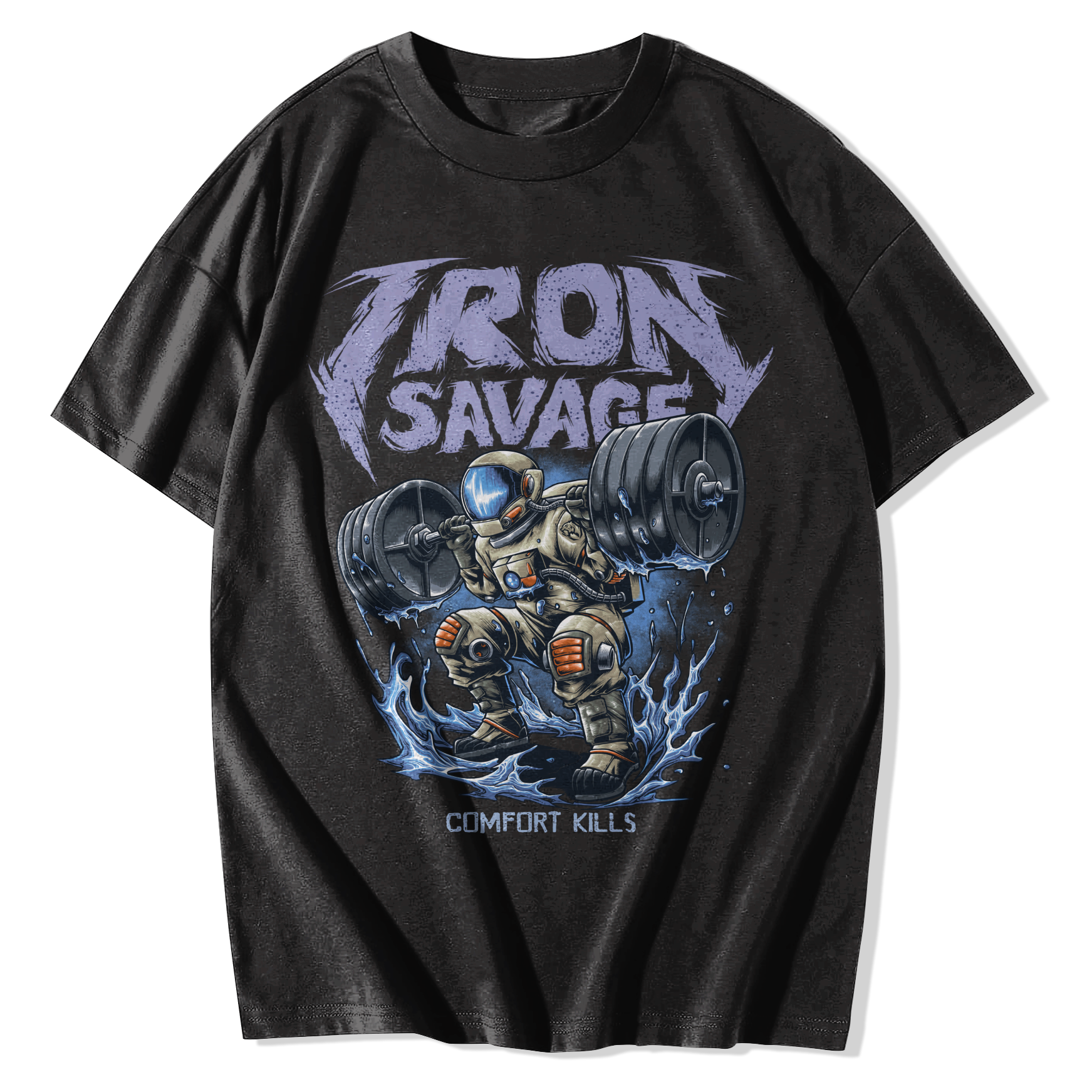 Illustration T-Shirts – Bold Graphic Space Weightlifting Black Illustration T-Shirts – Bold Graphic Space Weightlifting Black