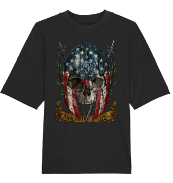 Illustration T-Shirts – Grunge Patriotic Skull Emblem Black