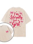 Letters T-Shirts – Playful Script With Bows Beige 1 Letters T-Shirts – Playful Script With Bows Beige