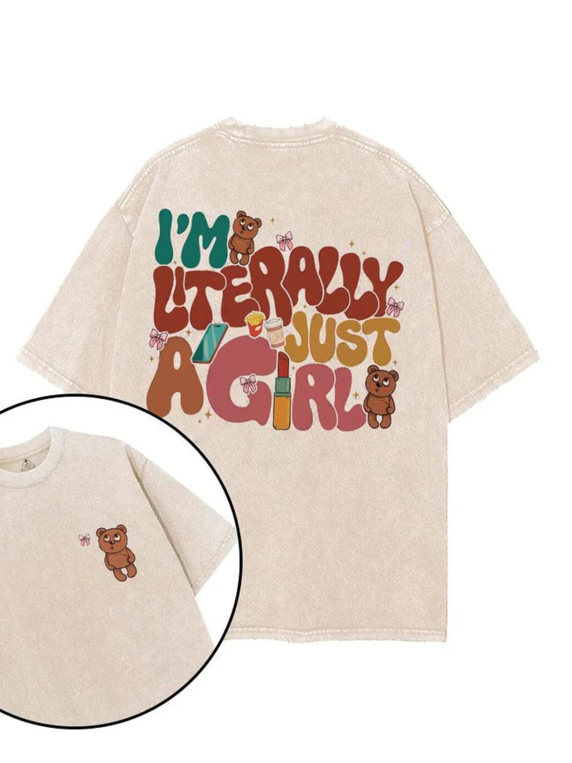 Letters T-Shirts – Playful Bubble Letters With Cute Bears Beige Letters T-Shirts – Playful Bubble Letters With Cute Bears Beige