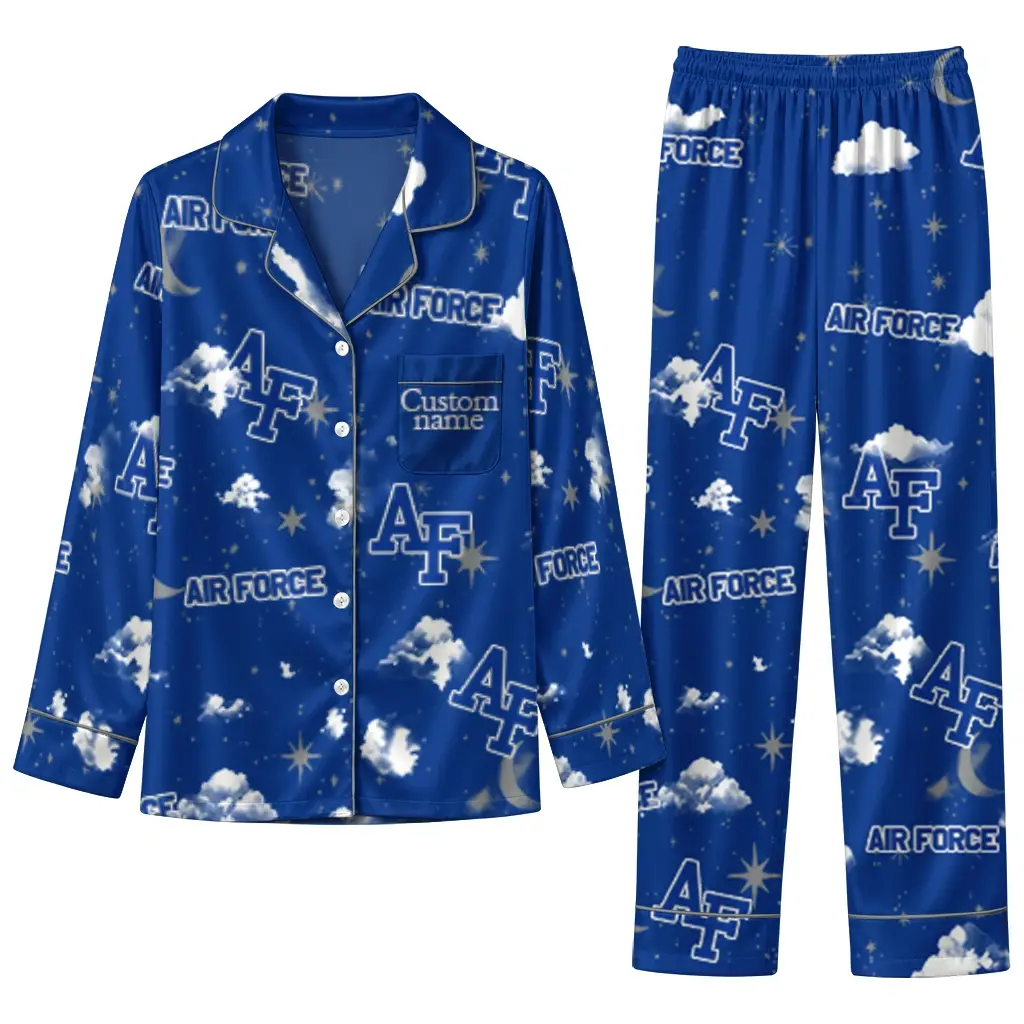 Air Force Falcons Long Pajama Set Customized Cloud Stars Blue Best Selling Air Force Falcons Long Pajama Set Customized Cloud Stars Blue Best Selling