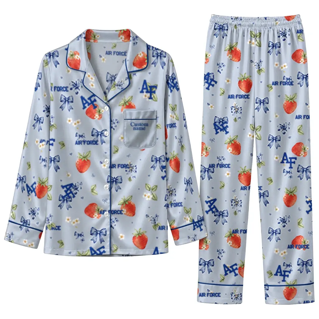 Air Force Falcons Long Pajama Set Customized Ribbon Florals Blue Best Selling Air Force Falcons Long Pajama Set Customized Ribbon Florals Blue Best Selling