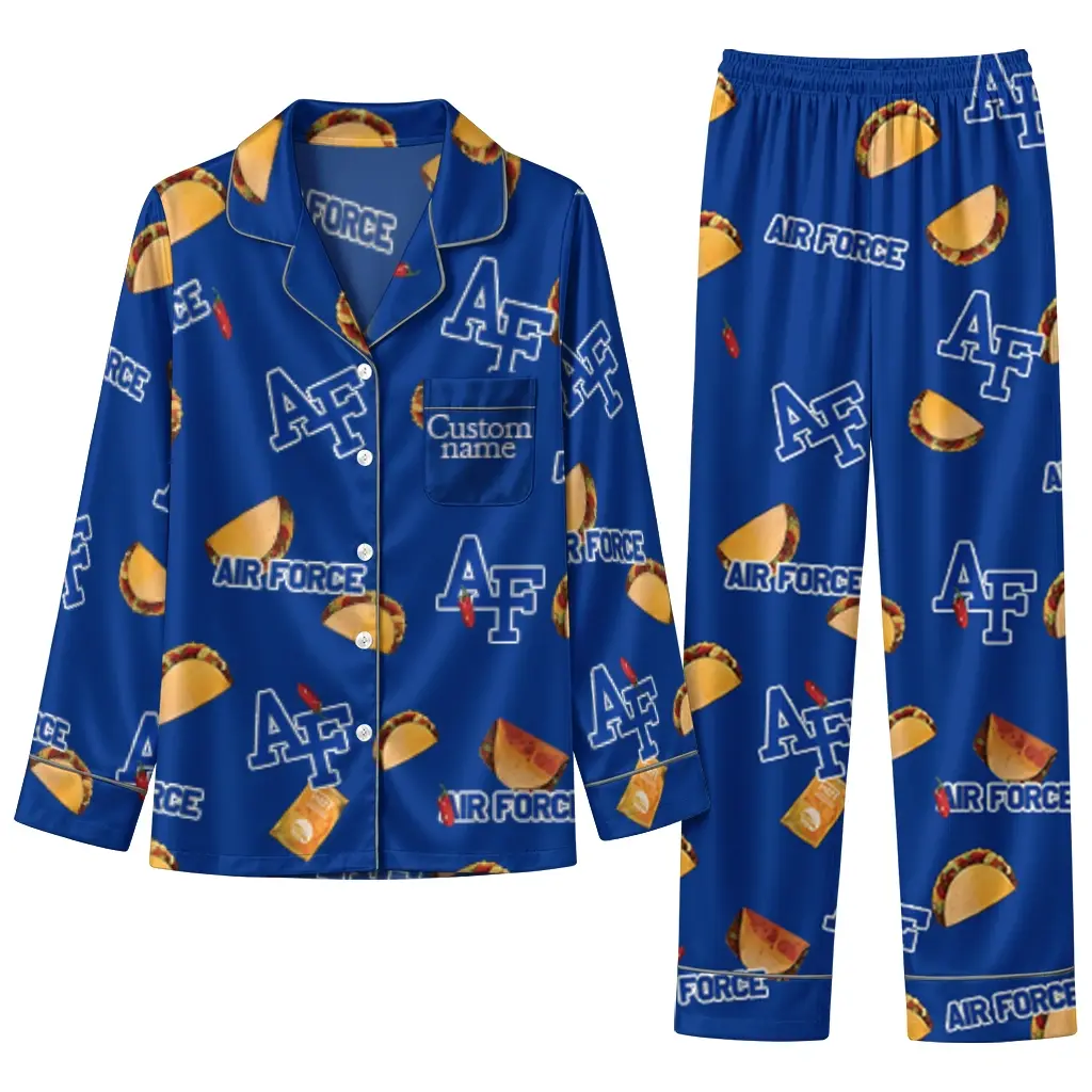 Air Force Falcons Long Pajama Set Customized Snack Scatter Blue Best Selling Air Force Falcons Long Pajama Set Customized Snack Scatter Blue Best Selling