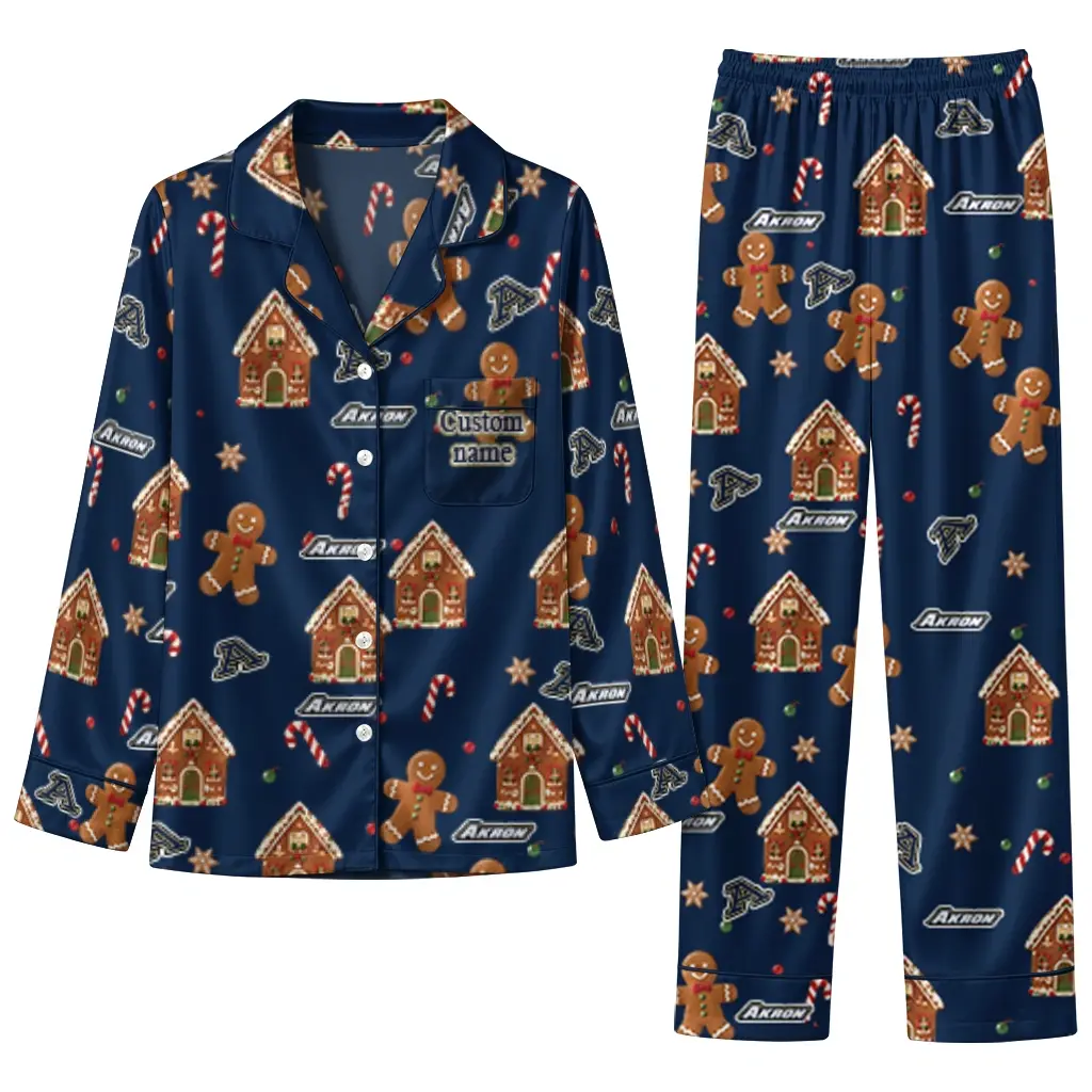 Akron Zips Long Pajama Set Custom Candy Scatter Blue Best Selling Akron Zips Long Pajama Set Custom Candy Scatter Blue Best Selling