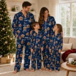 Akron Zips Long Pajama Set Custom Candy Scatter Blue Best Selling