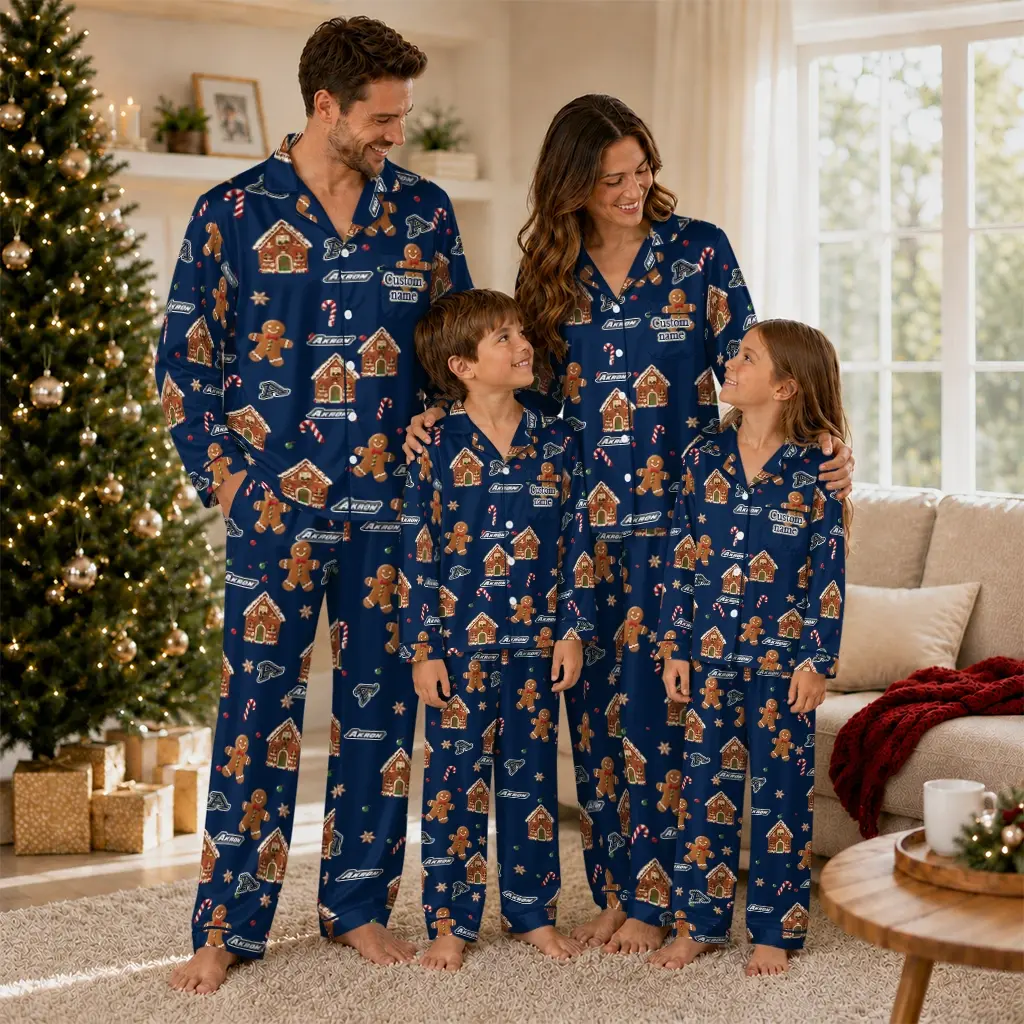 Akron Zips Long Pajama Set Custom Candy Scatter Blue Latest Model Akron Zips Long Pajama Set Custom Candy Scatter Blue Latest Model