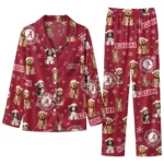 Alabama Crimson Tide Long Pajama Set Custom Animal Scatter Crimson Best Selling