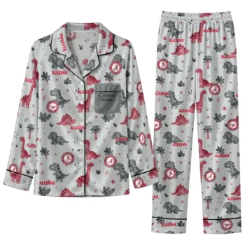 Alabama Crimson Tide Long Pajama Set Custom Character Scatter Best Selling