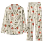 anaheim ducks long pajama set customized ribbon florals gold best selling.webp