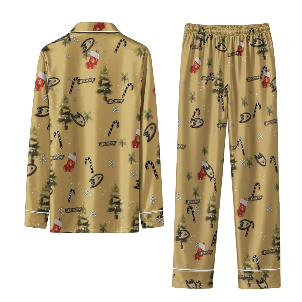 Anaheim Ducks Long Pajama Set Customized Sprig Scatter Gold Fashion Forward Anaheim Ducks Long Pajama Set Customized Sprig Scatter Gold Fashion Forward