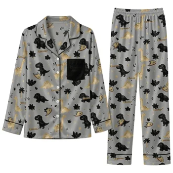 Anaheim Ducks Long Pajama Set Personalized Character Scatter Best Selling