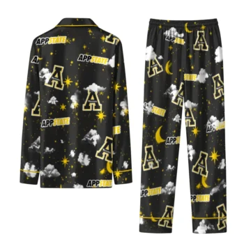 Appalachian State Mountaineers Long Pajama Set Custom Cloud Stars Black Fashion Forward