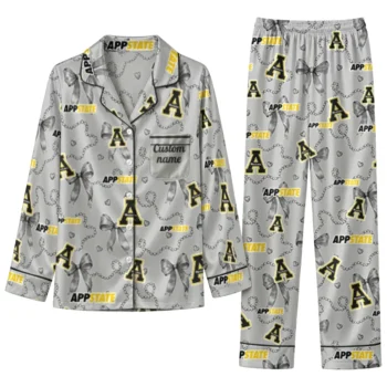 Appalachian State Mountaineers Long Pajama Set Custom Ribbon Chains Black Best Selling