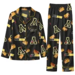 Appalachian State Mountaineers Long Pajama Set Custom Snack Scatter Black Best Selling