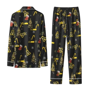 Appalachian State Mountaineers Long Pajama Set Custom Sprig Scatter Black Fashion Forward