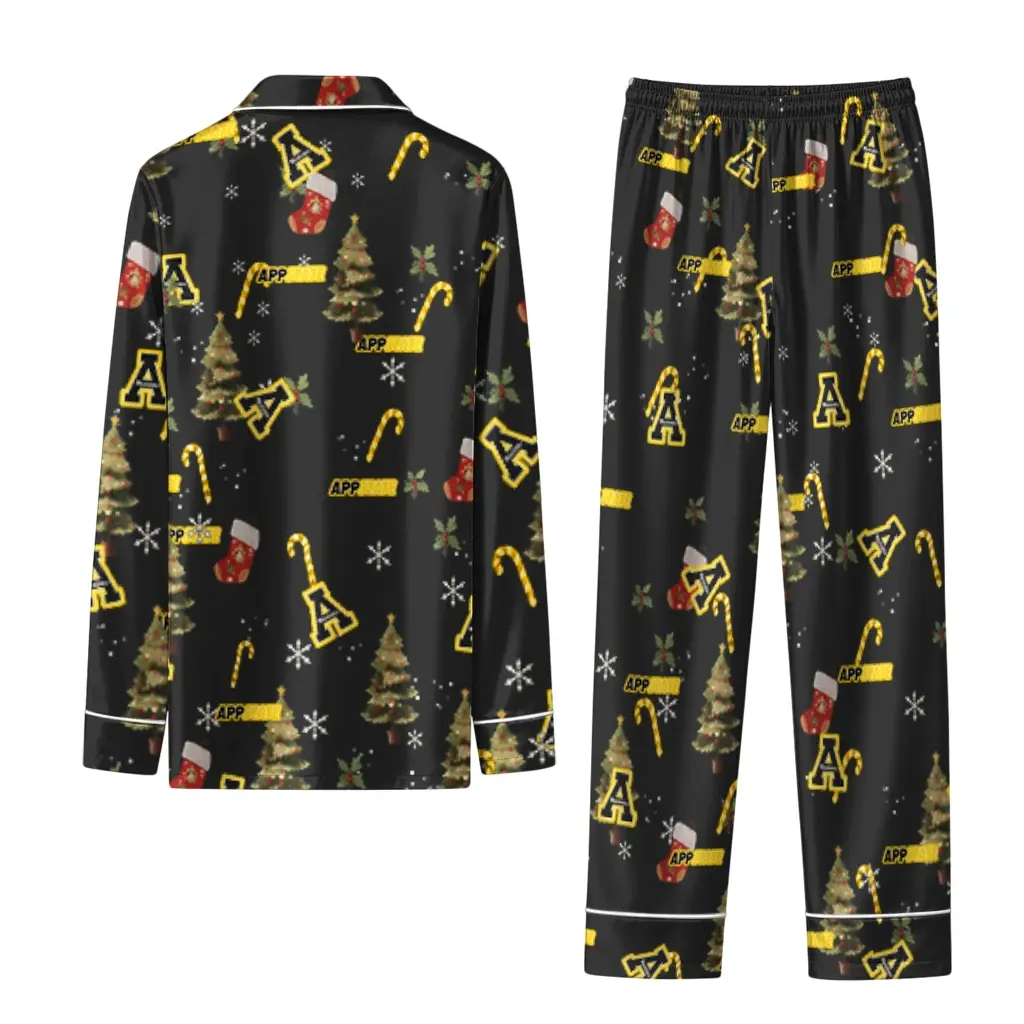 Appalachian State Mountaineers Long Pajama Set Custom Sprig Scatter Black Fashion Forward Appalachian State Mountaineers Long Pajama Set Custom Sprig Scatter Black Fashion Forward