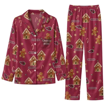 Arizona Cardinals Long Pajama Set Customized Candy Scatter Red Best Selling