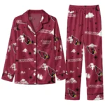 Arizona Cardinals Long Pajama Set Personalized Cloud Stars Red Best Selling