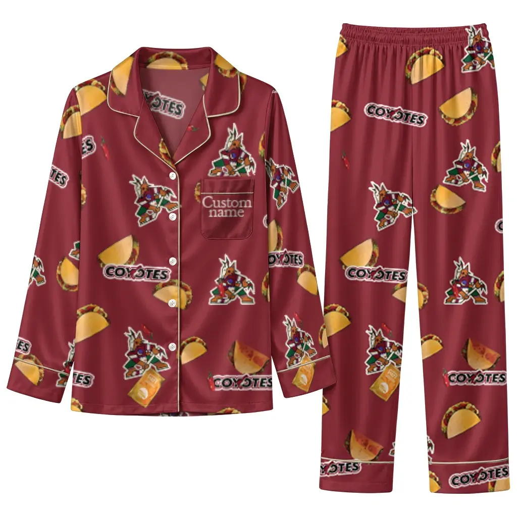 Arizona Coyotes Long Pajama Set Customized Snack Scatter Red Best Selling Arizona Coyotes Long Pajama Set Customized Snack Scatter Red Best Selling