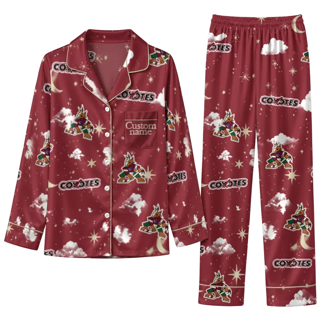 Arizona Coyotes Long Pajama Set Personalized Cloud Stars Red Best Selling Arizona Coyotes Long Pajama Set Personalized Cloud Stars Red Best Selling