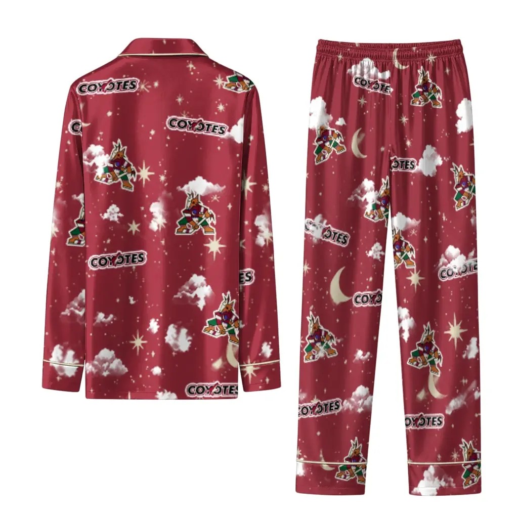 Arizona Coyotes Long Pajama Set Personalized Cloud Stars Red Fashion Forward Arizona Coyotes Long Pajama Set Personalized Cloud Stars Red Fashion Forward