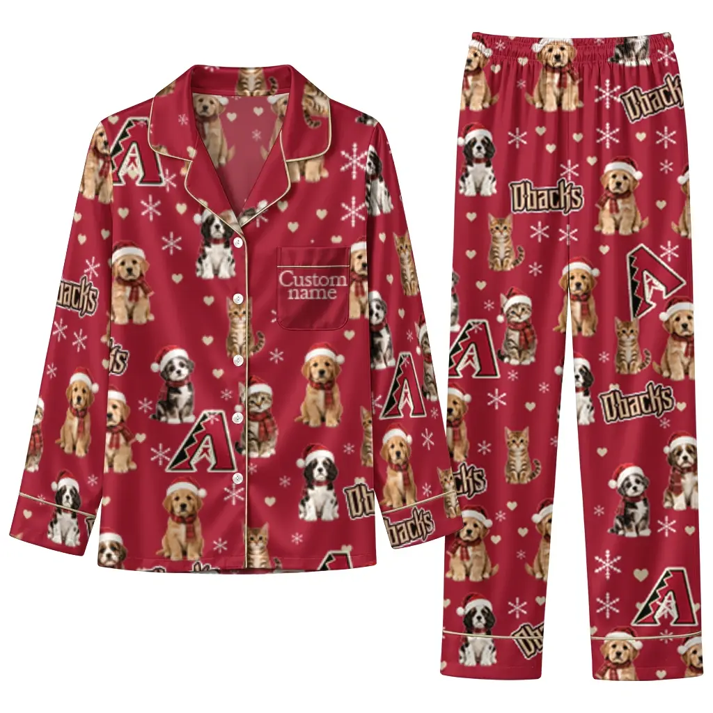 Arizona Diamondbacks Long Pajama Set Custom Animal Scatter Red Best Selling Arizona Diamondbacks Long Pajama Set Custom Animal Scatter Red Best Selling