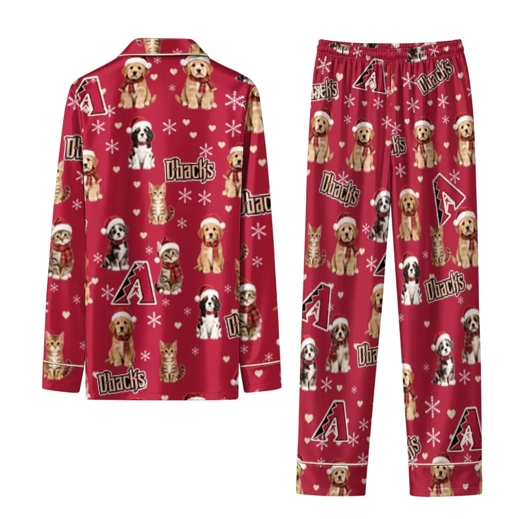 Arizona Diamondbacks Long Pajama Set Custom Animal Scatter Red Fashion Forward Arizona Diamondbacks Long Pajama Set Custom Animal Scatter Red Fashion Forward