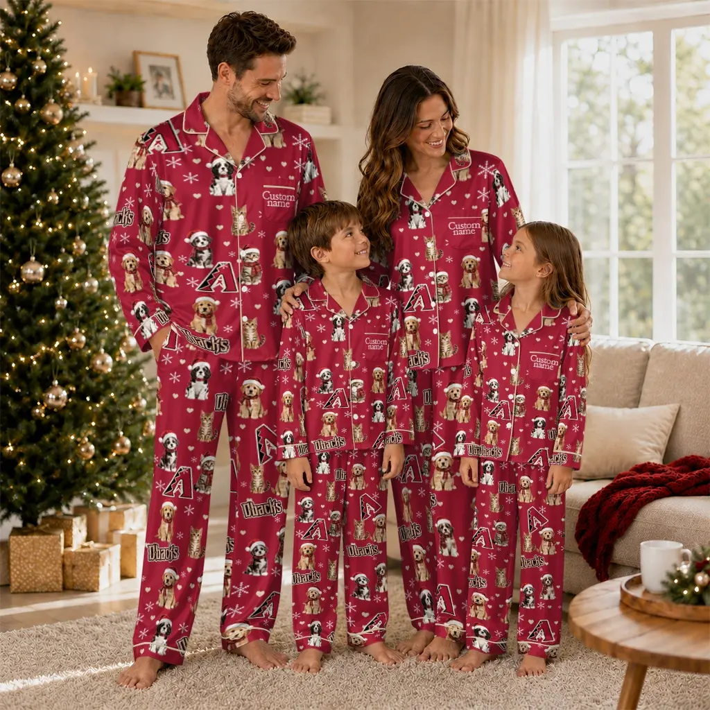 Arizona Diamondbacks Long Pajama Set Custom Animal Scatter Red Latest Model Arizona Diamondbacks Long Pajama Set Custom Animal Scatter Red Latest Model