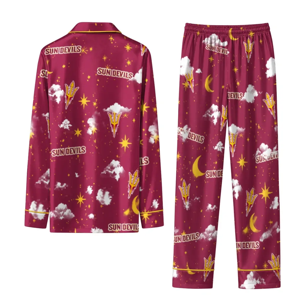 Arizona State Sun Devils Long Pajama Set Custom Cloud Stars Maroon Fashion Forward Arizona State Sun Devils Long Pajama Set Custom Cloud Stars Maroon Fashion Forward