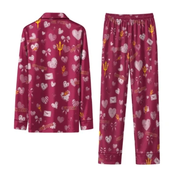 Arizona State Sun Devils Long Pajama Set Custom Heart Charms Maroon Fashion Forward
