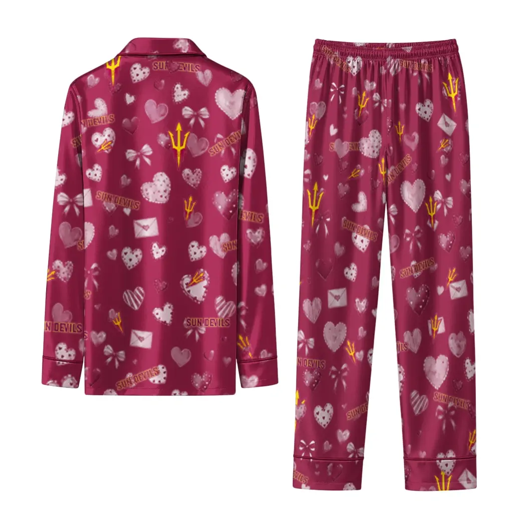 Arizona State Sun Devils Long Pajama Set Custom Heart Charms Maroon Fashion Forward Arizona State Sun Devils Long Pajama Set Custom Heart Charms Maroon Fashion Forward