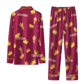 Arizona State Sun Devils Long Pajama Set Custom Snack Scatter Maroon Fashion Forward
