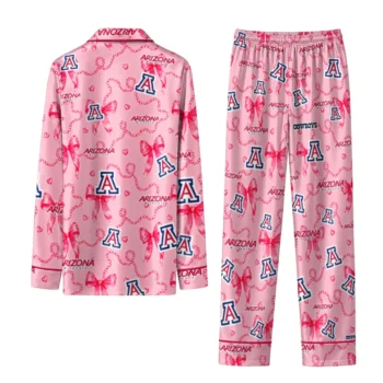 Arizona Wildcats Long Pajama Set Customized Ribbon Chains Red Fashion Forward