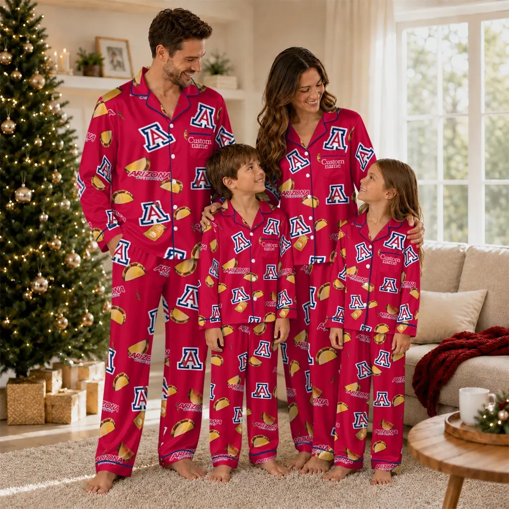 Arizona Wildcats Long Pajama Set Customized Snack Scatter Red Latest Model Arizona Wildcats Long Pajama Set Customized Snack Scatter Red Latest Model