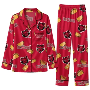 Arkansas State Red Wolves Long Pajama Set Personalized Snack Scatter Scarlet Best Selling