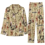 Army Black Knights Long Pajama Set Personalized Animal Scatter Gold Best Selling