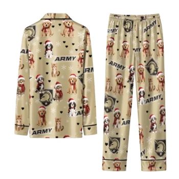 Army Black Knights Long Pajama Set Personalized Animal Scatter Gold Fashion Forward