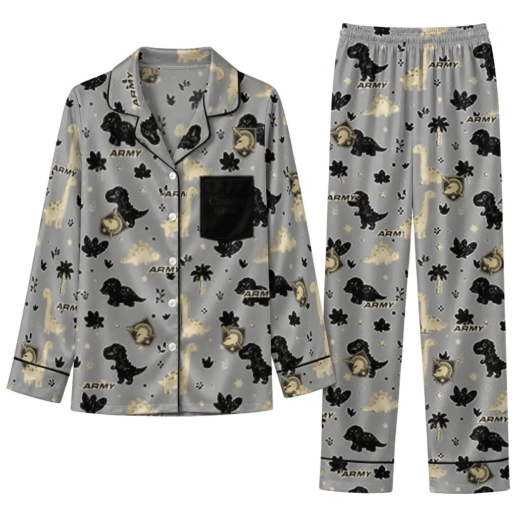 Army Black Knights Long Pajama Set Personalized Character Scatter Best Selling Army Black Knights Long Pajama Set Personalized Character Scatter Best Selling