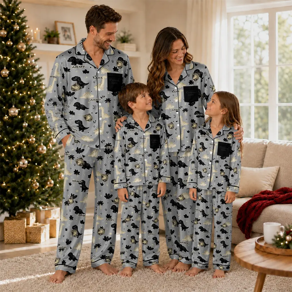 Army Black Knights Long Pajama Set Personalized Character Scatter Latest Model Army Black Knights Long Pajama Set Personalized Character Scatter Latest Model