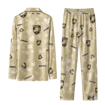 Army Black Knights Long Pajama Set Personalized Heart Charms Gold Fashion Forward