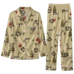 Army Black Knights Long Pajama Set Personalized Sprig Scatter Gold Best Selling