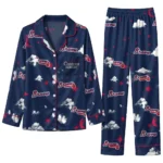 Atlanta Braves Long Pajama Set Custom Cloud Stars Navy Best Selling
