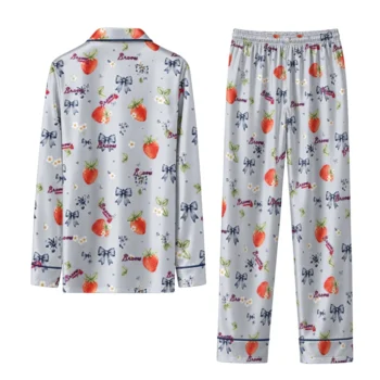 atlanta braves long pajama set custom ribbon florals navy fashion forward.webp